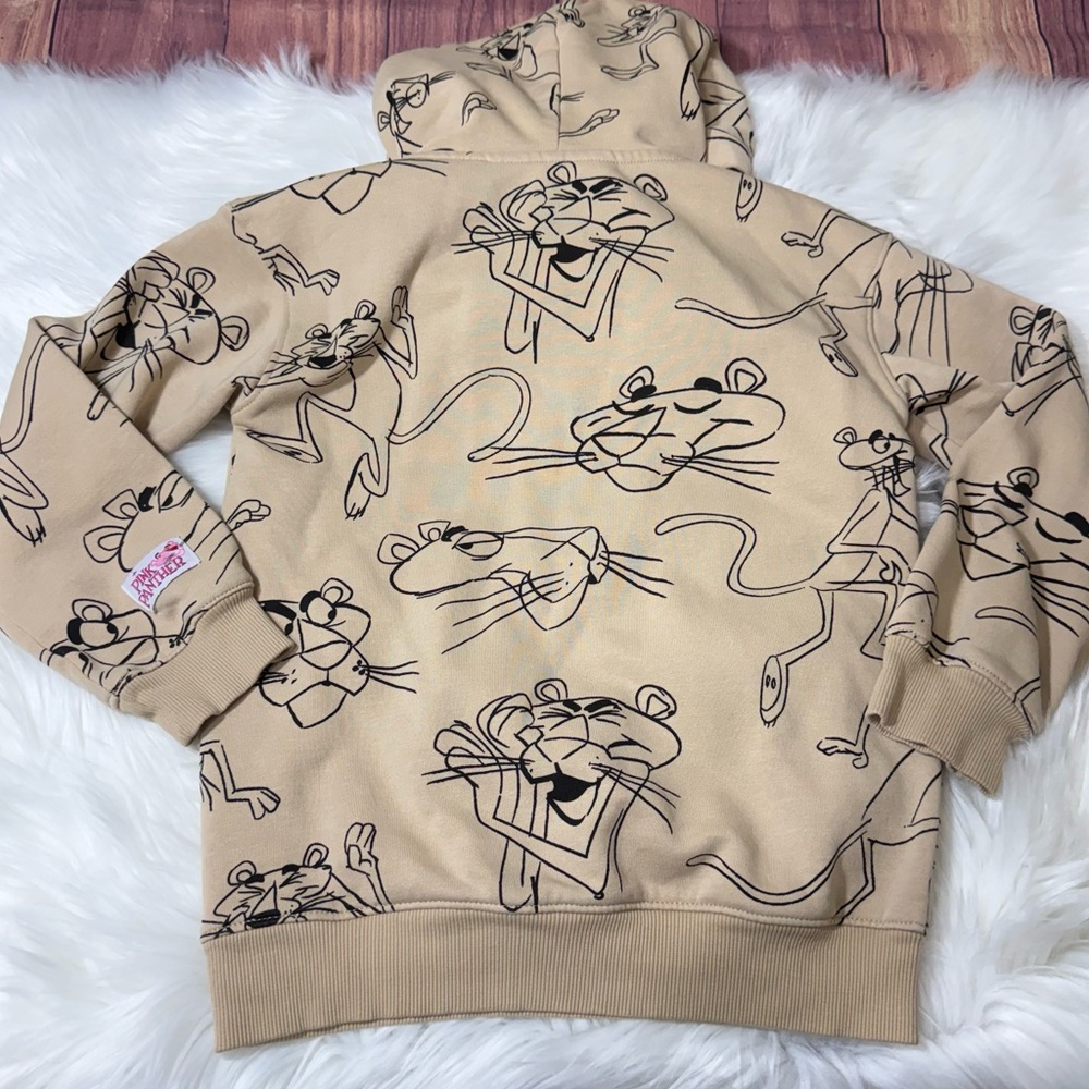 H&M Pink Panther All Over Print Pullover Tan Hoodie - Boys Size 6X-7 - Picture 12 of 14